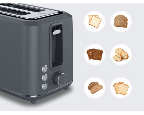 AENO 2-slice toaster TS1, 1000W, 7 toasting stages, extra toasting, grey