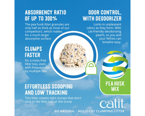 Diamentiq Go Natural Pea Husk Litter, litter, cat, strongly clumping, vanilla, with deodorant, with pea husk, 6,4 kg