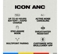 Skullcandy Icon ANC noise cancelling headphones, white