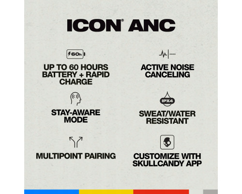 Skullcandy Icon ANC noise cancelling headphones, white