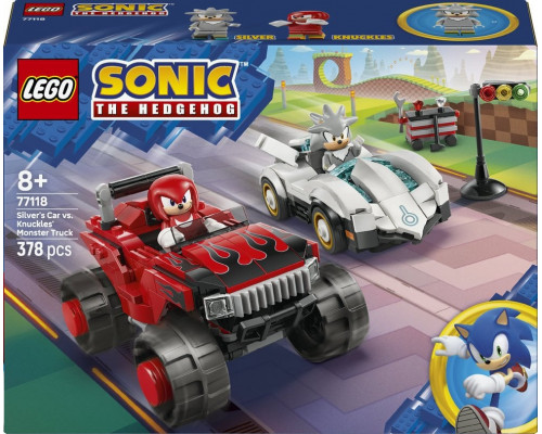 LEGO Sonic Silver w samochodzie kontra Knuckles w monster trucku (77118)