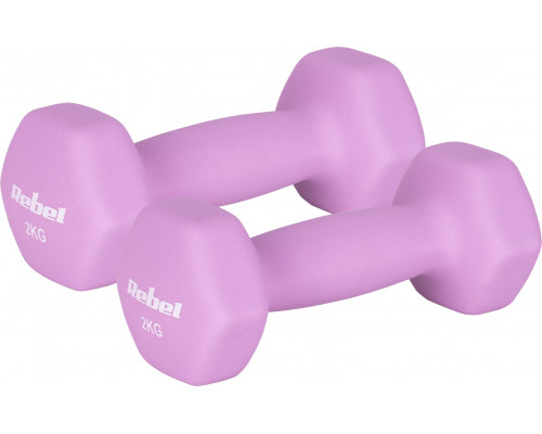 Hantelki cast iron neoprene HEX 2x2kg, REBEL ACTIVE