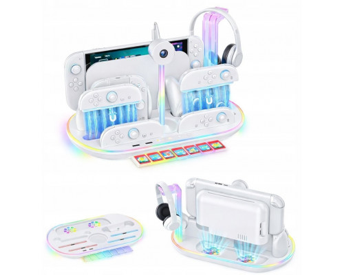 Station Ładująca Rgb + Organiwith er For Nintenfor Switch 2 Ns 2 Joy-con Pro Pad / Jys-ns2322-v1 / White