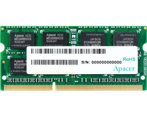 Apacer SODIMM, DDR3L, 8 GB, 1600 MHz, CL11 (AS08GFA60CATBGJ)