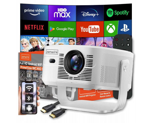 Mini Przenośny Rzutnik Android 14 WiFi Full HD 4K 8K do Telefonu Zenwire PrimeView IMC460 Pro