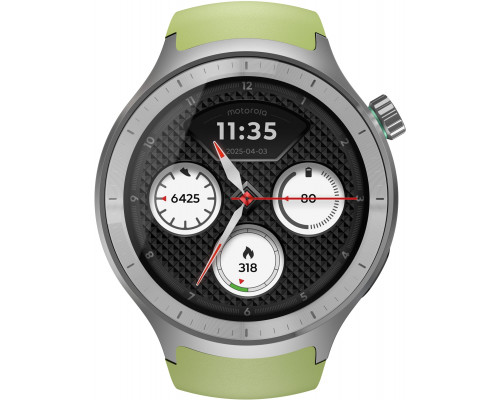 Smartwatch Motorola Motorola moto watch, 512 MB, Silver_Stainless Steel+Herbal Garden_Silicone (Silver)