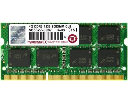 Transcend JetRam, SODIMM, DDR3, 4 GB, 1333 MHz, CL9 (JM1333KSN4G)