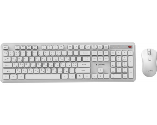 Gembird Klawiatura i mysz Desktop set Slim Pro Business wireless RU White 8716309137034 KBS-WPS-01-W-CYRL (8716309137034)