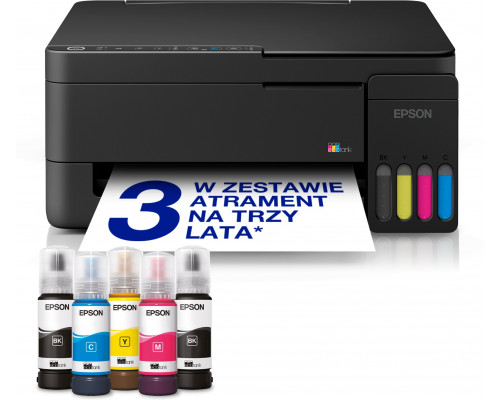 MFP Epson EcoTank* | L3352 | Inkjet | Kolorowy | Wielofunkcyjna Drukarka | A4 | Wi-Fi | Black (C11CL62426)