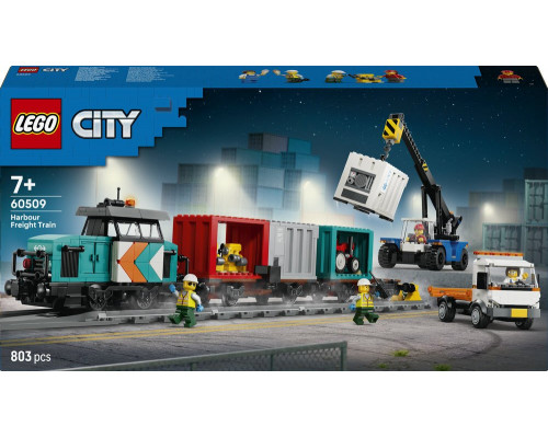 LEGO City Portowy pociąg towarowy, dźwig i ciężarówka (60509)