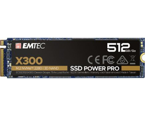 SSD 512GB SSD Emtec X300 Power Pro 512GB M.2 2280 PCI-E x4 Gen3 NVMe (ECSSD512GX300)