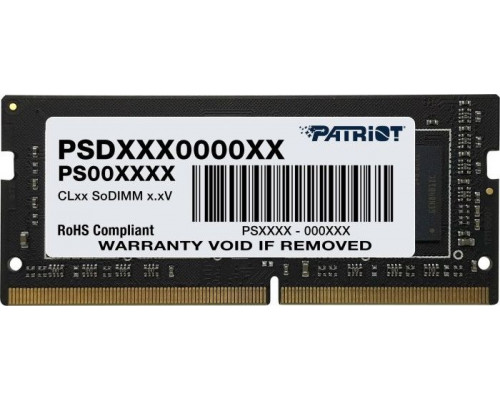 Patriot Signature, SODIMM, DDR4, 8 GB, 3200 MHz, CL22 (PSD48G320081S)