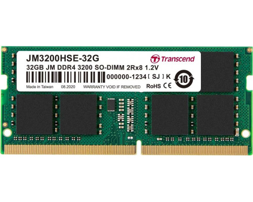 Transcend JetRam, SODIMM, DDR4, 32 GB, 3200 MHz, CL22 (JM3200HSE-32G)
