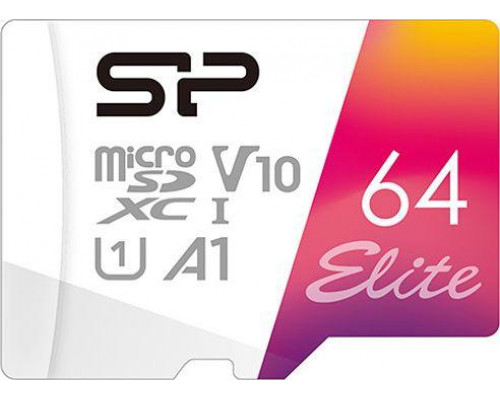 SD  Silicon Power Elite MicroSDXC 64 GB Class 10 UHS-I/U1 A1 V10 (SP064GBSTXBV1V20SP)