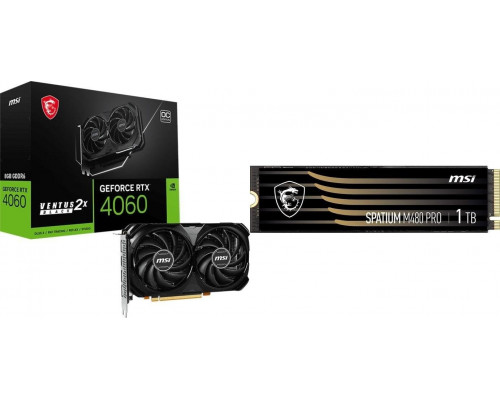 *RTX4060 MSI GeForce RTX 4060 VENTUS 2X BLACK 8G OC + Spatium M480 Pro 1TB M.2 2280 PCI-E x4 Gen4 NVMe