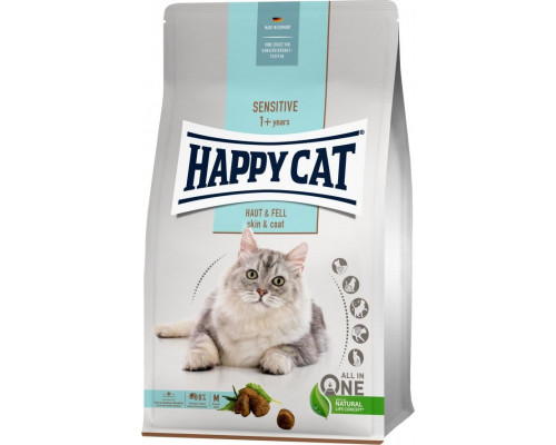 Happy Cat Sensitive Skin & Coat, sucha karma, dla adults kotów, dla zdrowej skóry i sierści, 4 kg, worek