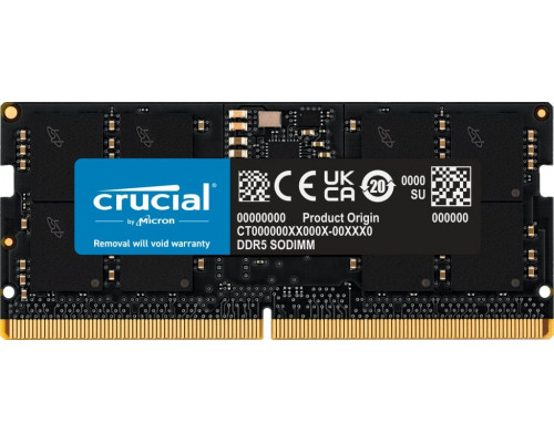 Crucial SODIMM, DDR5, 16 GB, 4800 MHz, CL40 (CT16G48C40S5)