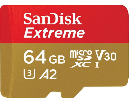SD  SanDisk Extreme MicroSDXC 64 GB Class 10 UHS-I/U3 A2 V30 (SDSQXAH-064G-GN6MA)