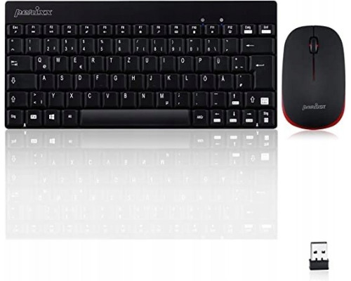 Perixx Perixx PERIDUO-712 DE B, Mini Keyboard and Mouse Set, Cordless, Black