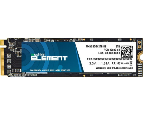 SSD 2TB SSD Mushkin Element 2TB M.2 2280 PCI-E x4 Gen3 NVMe (MKNSSDEV2TB-D8)