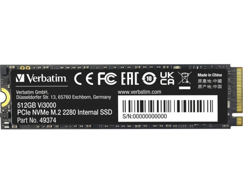SSD Verbatim Vi3000 512GB M.2 2280 PCI-E x4 Gen4 NVMe (49374)