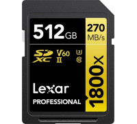 SD  Lexar Professional 1800x SDXC 512 GB Class 10 UHS-II/U3 V60 (LSD1800512G-BNNNG)