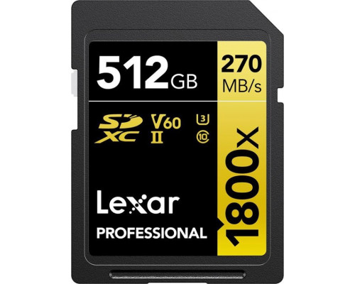 SD  Lexar Professional 1800x SDXC 512 GB Class 10 UHS-II/U3 V60 (LSD1800512G-BNNNG)