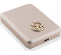 Guess Guess indukcyjny 15W GUPBM5AL4DMD 5000mAh złoty/gold MagSafe 4G Strassed Metal Logo