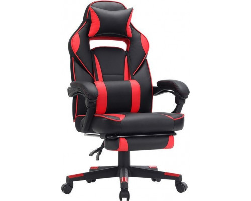 Songmics Gaming with footrest Songmics ekoskóra black-red