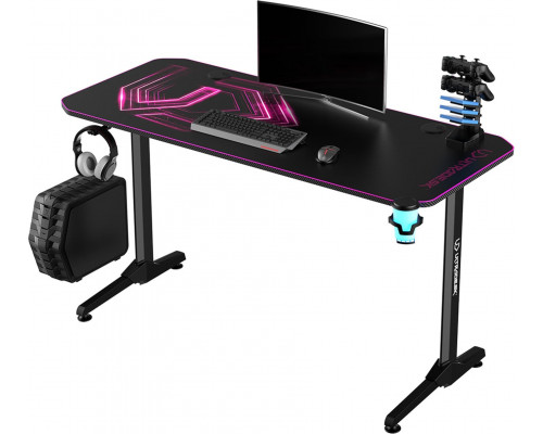 Gaming galds Ultradesk ULTRADESK Gaming galds dla gracza FRAG - PINK V3, 140x60 cm, 76 cm, z podkładką pod mysz, uchwyt na słuchawki i napój