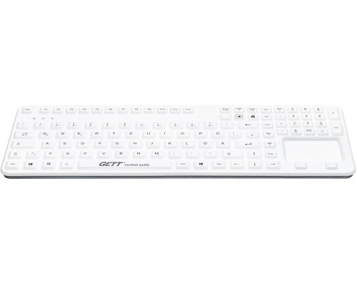 Gett GETT GCQ Cleantype Prime Panel+ Silikonowa klawiatura do zabudowy z podświetleniem, touchpadem i blokiem NUM IP65 USB Kolor: biały Układ: DE