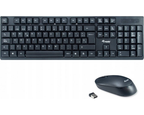 Equip Equip 245221 klawiatura Dołączona myszka RF Wireless QWERTY Hiszpański Black