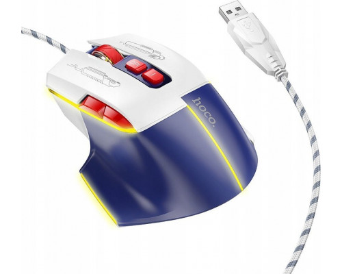 Hoco HOCO mysz komputerowa gamingowa przewodowa USB A 3600DPI GM31 biało niebieska