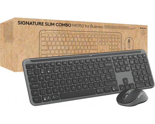 Logitech Logitech MK950 Signature for Business klawiatura Dołączona myszka Biuro RF Wireless + Bluetooth QWERTY Amerykański międzynarodowy Grafitowy