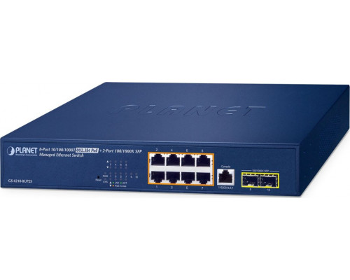 Switch Planet PLANET IPv6/IPv4, 8-Port  L2/L4 Gigabit Ethernet (10/100/1000) Support PoE 1U Blue
