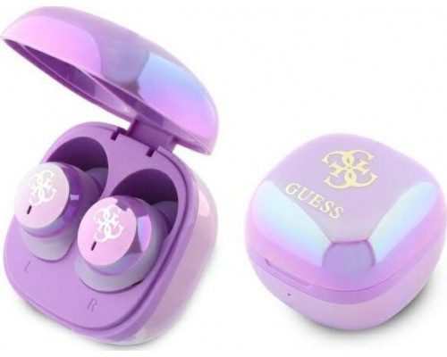 Guess Guess Bluetooth Headphones GUTWSJ144ESU TWS + Docking Station Purple/Purple Iridescent 4G Printed Logo