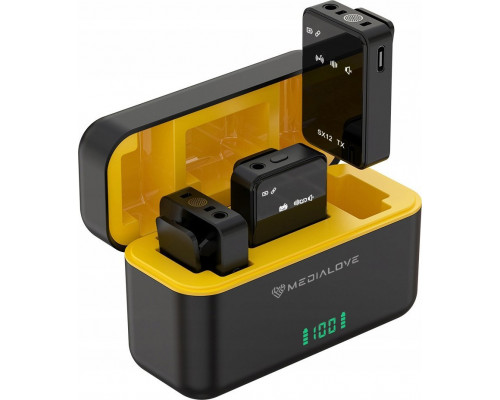 Mikrofony Medialove bezprzewodowe krawatowe SX12 + powerbank