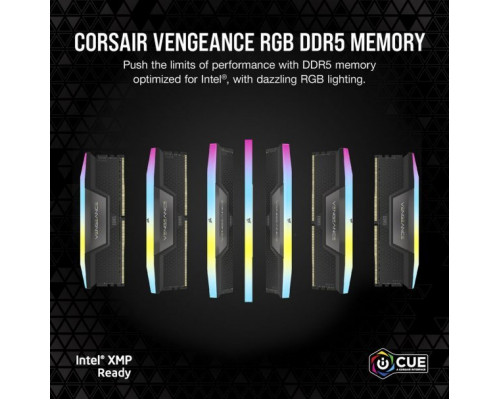 CORSAIR VENGEANCE RGB 32GB 2x16GB DDR5 6000MHz DIMM CL38-44-44-96 1.35V Std PMIC Intel XMP Memory Black