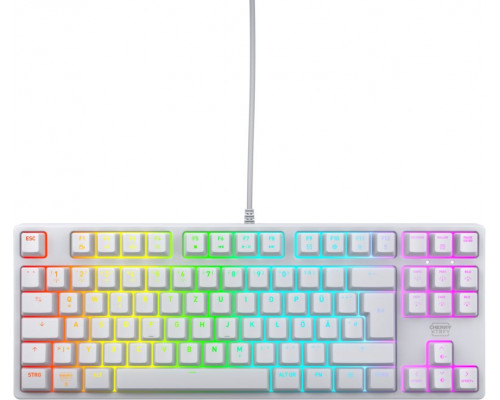 CHERRY XTRFY K4V2 - Tastatur - RGB - 80% - TKL - Hintergrundbeleuchtung - USB - QWERTZ - Deutsch - Tastenschalter: CHERRY MX2A Red - weiss