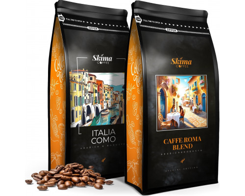 SkimaCoffee Zestaw 1kgX2 ITALIA COMO/CAFFE ROMA BLEND Świeżo Palona do ekspresu