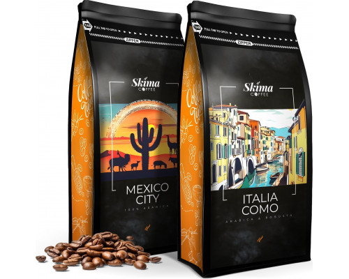 SkimaCoffee Zestaw 1kgX2 ITALIA COMO/MEXICO CITY Świeżo Palona do ekspresu