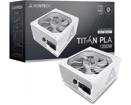 Montech Titan PLA 1200W - 80 PLUS & Cybenetics Platinum Netzteil, modular, PCIe 5.1 - 1200 Watt, weiß