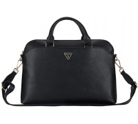 Bag Guess Grained Zipper Pocket Triangle Logo 15" black