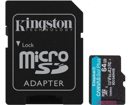 SD  Kingston Canvas Go! Plus (Gen4) MicroSDXC 64 GB Class 10 UHS-I/U3 A2 V30 (SDCG4/64GB)