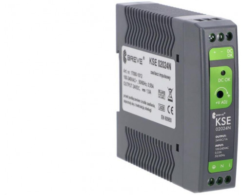 impulsowy KSE 02024P 230/ 24VDC 1A 24W na szynę DIN, Uzas: 85-264VACVAC, Ta70, 17000-1012