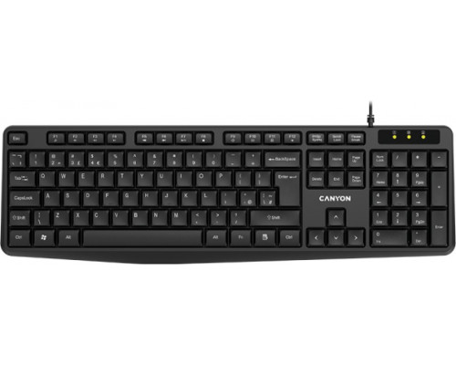 Canyon CNE-CKEY01-RU Pl na un ūdens izturīga USB Klaviatūra ENG/RUS Melna