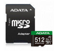 SD  ADATA Speed Plus MicroSDXC 512 GB Class 3 UHS-I/U3 A2 V30 (UD512GUI3V30A2SP-RA1)