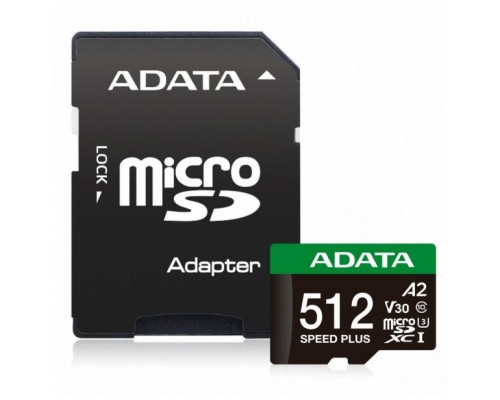 SD  ADATA Speed Plus MicroSDXC 512 GB Class 3 UHS-I/U3 A2 V30 (UD512GUI3V30A2SP-RA1)