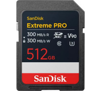 SanDisk Extreme PRO 512GB SDXC Memory Card, R 300MB/s W 300MB/s, 8K, V90, UHS-II