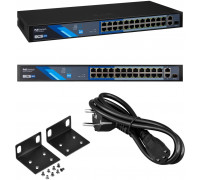 Switch 24 port PoE 100Mbps, 2xRJ45 Gigabit Uplink + 1xSFP BCS-B-SP2402G-1SFP